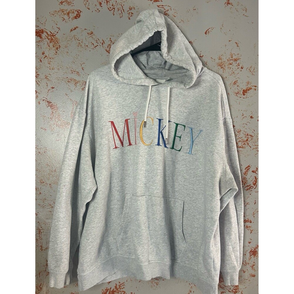 Disney Mickey Mouse H&M Hoodie Men’s XL Gray Pullover Spell Out Sweatshirt